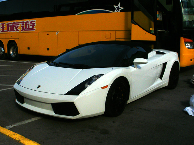 I spotted this white Lamborghini Gallardo parked outside Tucker's 