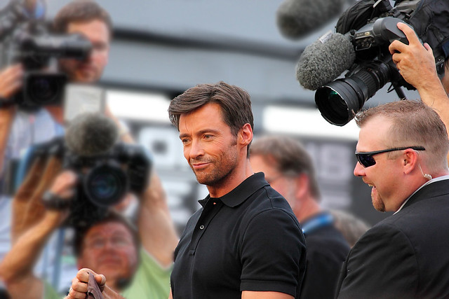 of Hugh Jackman surrounded