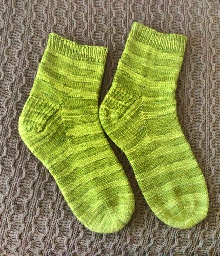 Toe up socks with slip stitch flap heel