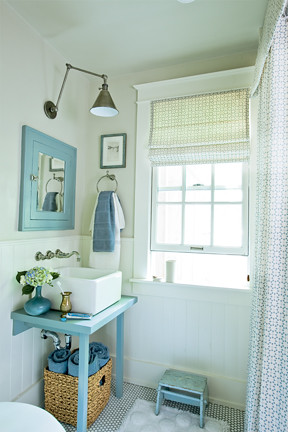 Bathroom Inspiration on Blue   White Beachy Bathroom  Farrow   Ball Paint   Antique Fixtures