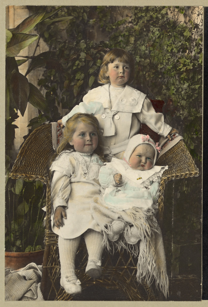 Vintage Portrait of a Family of Girl Sisters Children, Girls