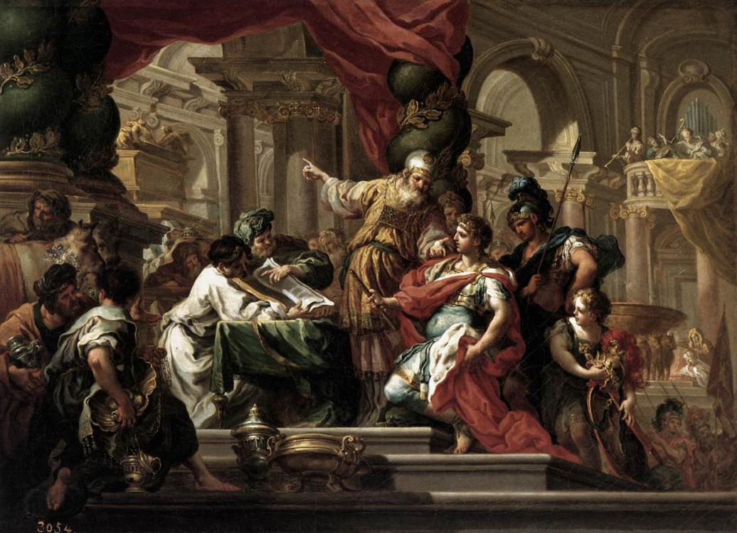 Conca, Sebastiano Alexander the Great in the Temple of Jerusalem 1735-37 Museo del Prado, Madrid