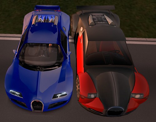 Second Life EMH Bugatti old and new aesthetically sculptie cars are light