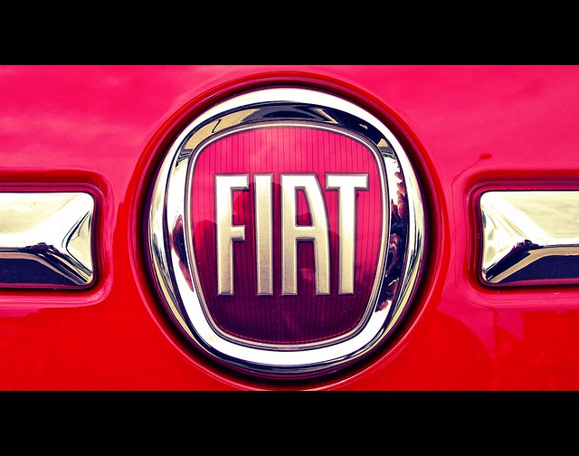Logo on a Fiat 500 in front of future Fiat dealership on South Tacoma Way 