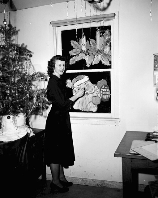 1950 Joan Whiteman Painting Christmas Decorations