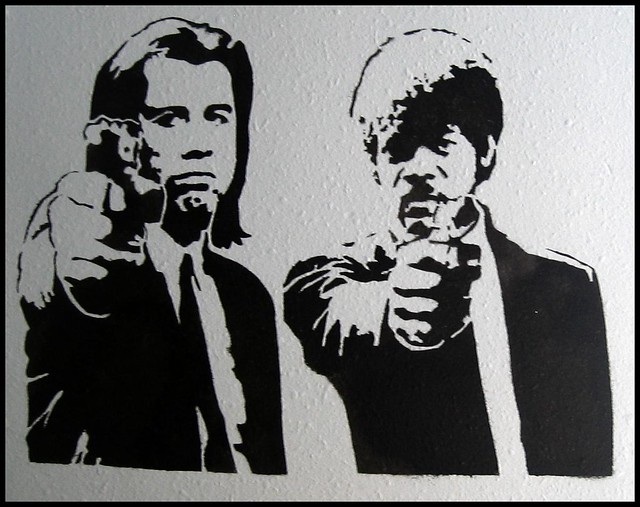 Pulp Fiction Stencil Y sabes c mo llaman al cuarto de libra con queso en 