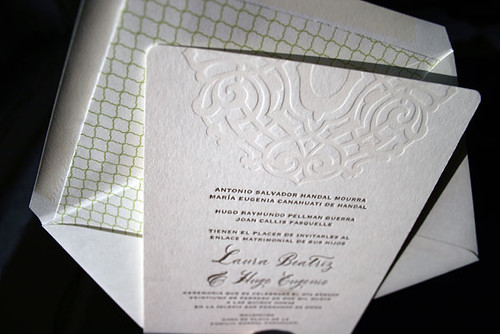 Lashar letterpress wedding invitations in Spanish by Smock