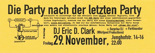 Flyer Die Party nach der letzten Party Kunstraum Junghofstraße 1996