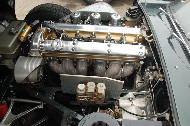 Jaguar EType 42 at Samuel's in Allston Engine view