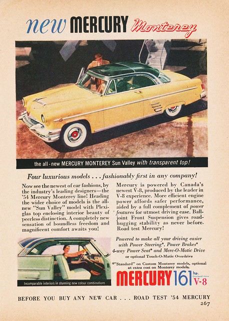 1954 Mercury Monterey Sun Valley Ad Canadian