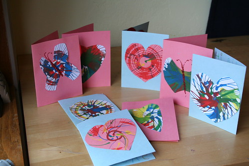 Spin Art Valentine's Day Cards for Lucas's Classmates