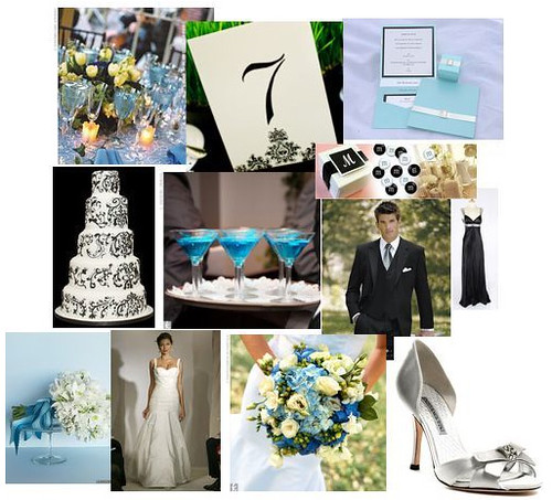 An elegant tiffany blue plus black white board with touches of platinum 