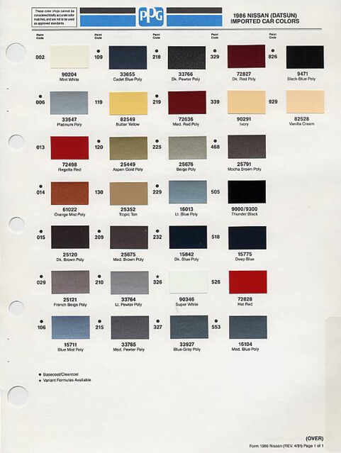 Nissan paint color chart #4