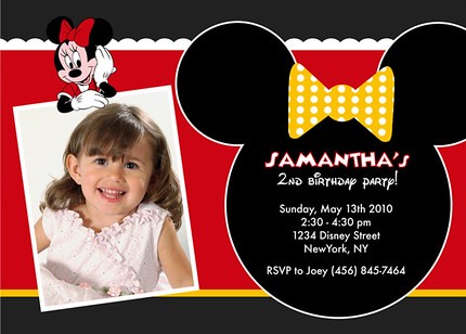 birthday party invitations minnie mouse
 on Mickey Minnie Mouse Ear Disney- Custom Birthday Invitation | Flickr ...