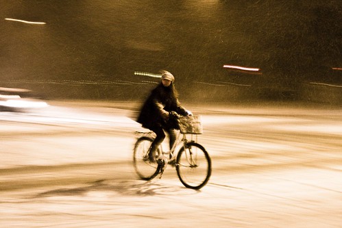Montando en bici en invierno en Copenhague