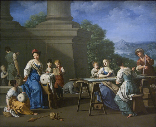 Women Embroidering, with Children