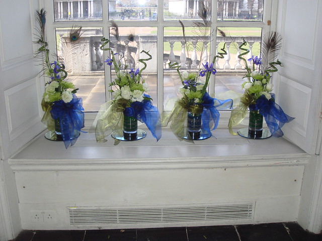 Green white and blue wedding flower arrangement 3 