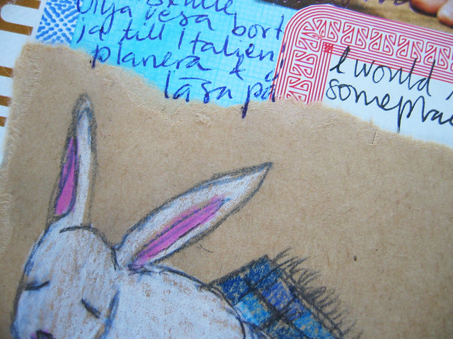 Art Journal before & after bunny
