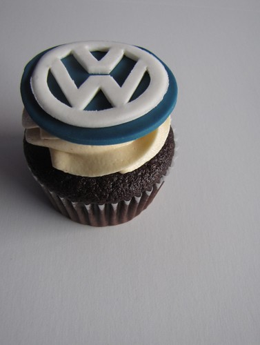 Volkswagen Logo Cupcake Chocolate cupcake with peanut butter frosting