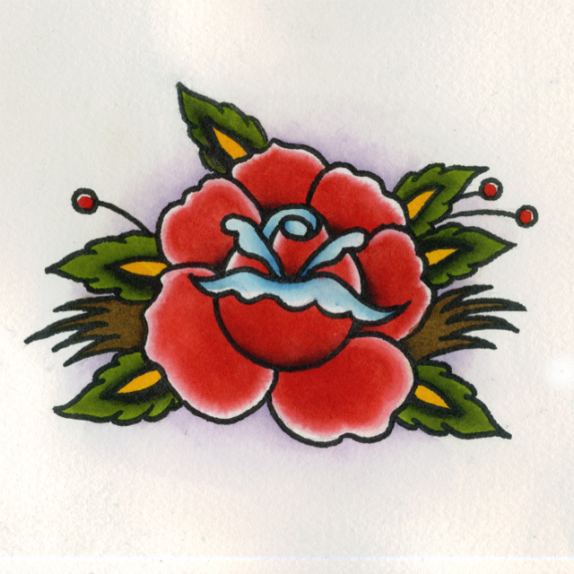 Traditional Rose Tattoo Flash go back