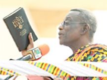 John Evans Atta Mills was sworn-in as Ghana's president in the West African nation. Mills won the race by a narrow margin run-off. by Pan-African News Wire File Photos