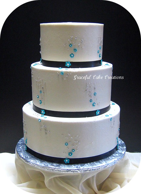 Ivory Teal and Black Wedding cake I have to thank my assistant Megan