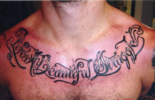 Chest Script Tattoo Mike Bennett by Mike Bennett Tattoo 10 comments
