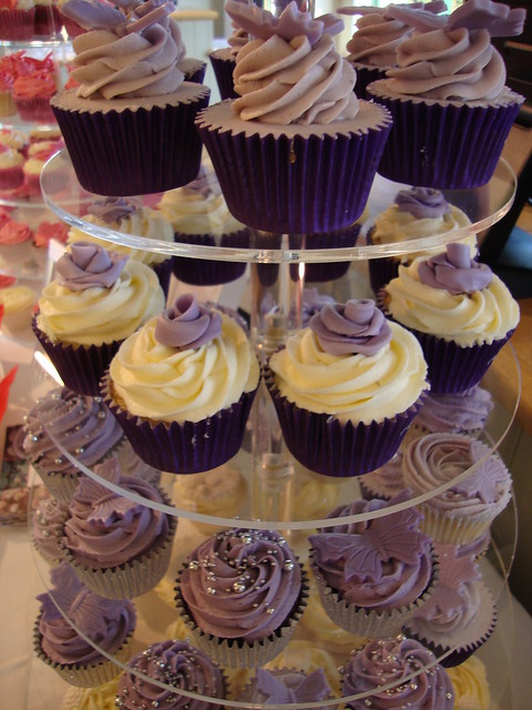 Purple and Ivory Wedding Cupcakes