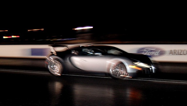 Bugatti Veyron GT going 145 mph on track at Firebird Raceway