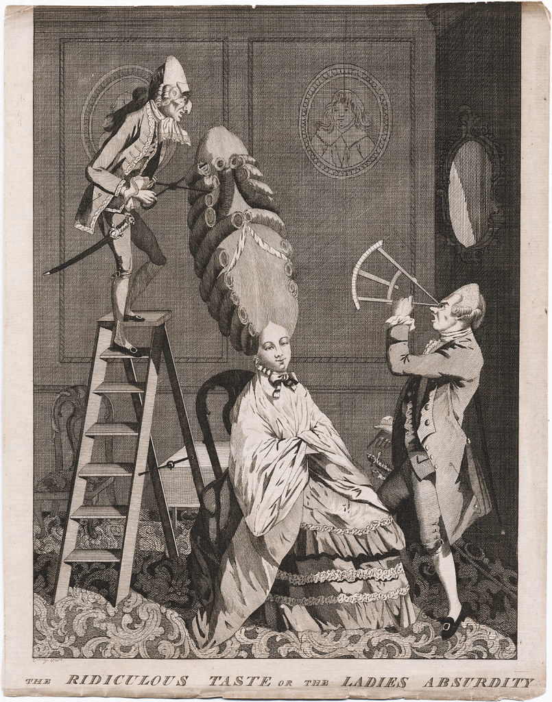 satirical hairstyle print 1700s