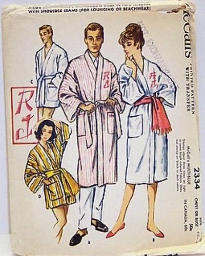 Calls Patterns on Vintage Mccalls Pattern 2334 50 S Unisex Asian Monogram  Robe