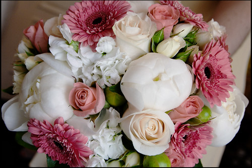 Creative Photography Bridal Bouquet with gerbera daisies roses and peonies