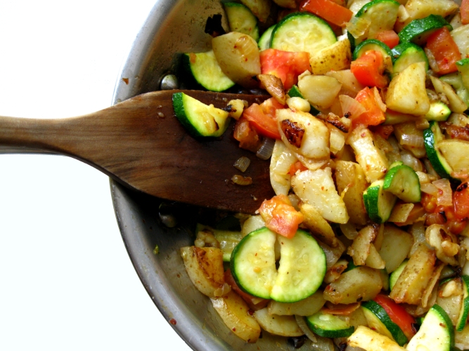 Home Fries with Zucchini and Tomatoes