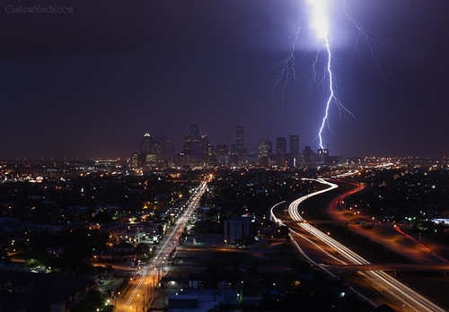 Houston Lightning Storm Panoramic by leadingmodels