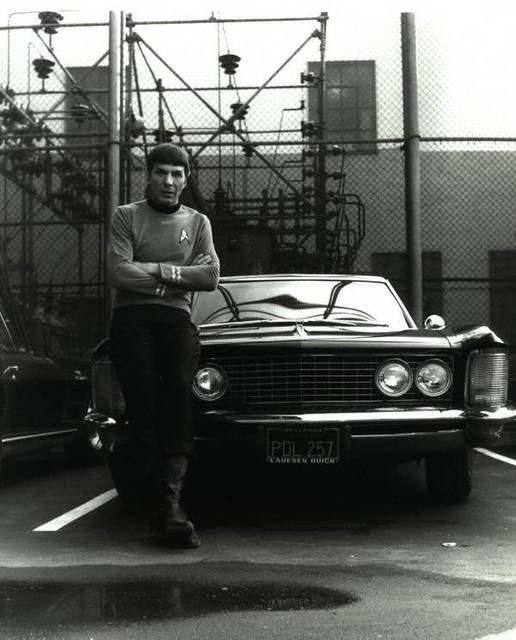 Leonard Nimoy leans against his 1964 Buick Riviera