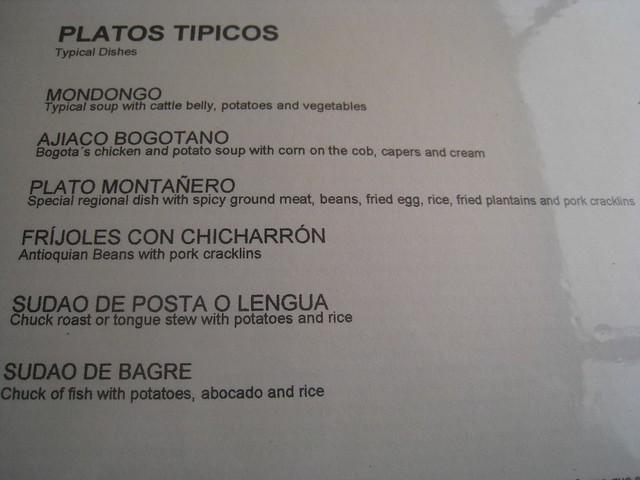 Typical Colombian dishes