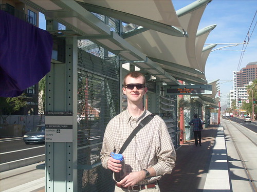 Our friend, Ed Jensen at "his" light rail stop