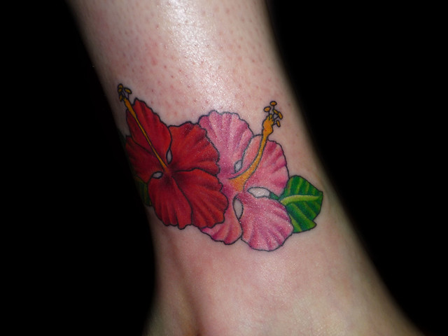 This hibiscus flower tattoo was done by christina walker at lucky bamboo 
