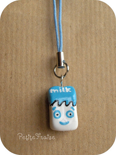 Milk carton from Blur's video cell phone charm fimo polymer clay
