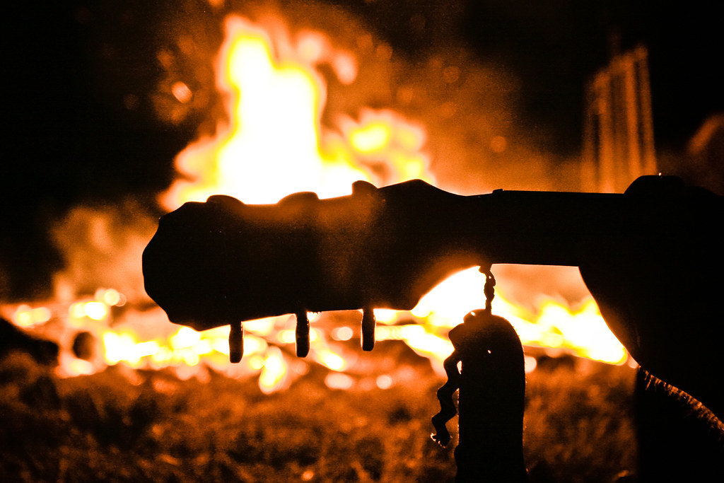 Guitar and camp fire