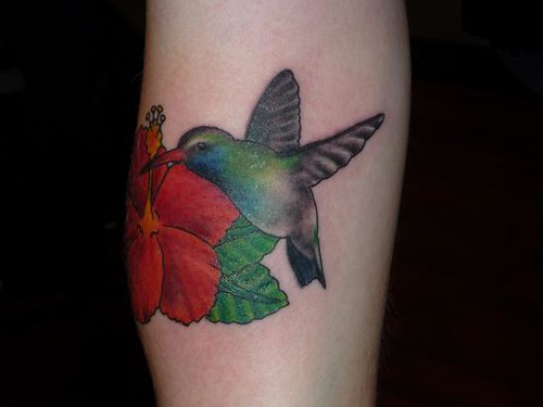 hibiscus and hummingbird tattoo