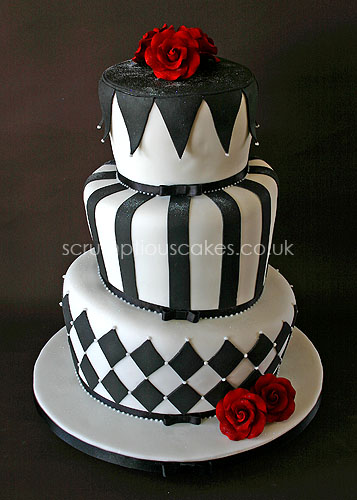 Wedding Cake Black White Wonky by Scrumptious Cakes PaulaJane 