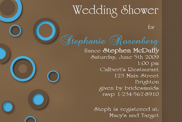 C21 brown blue circles dots Baby Shower Bridal Wedding Birthday Invitation