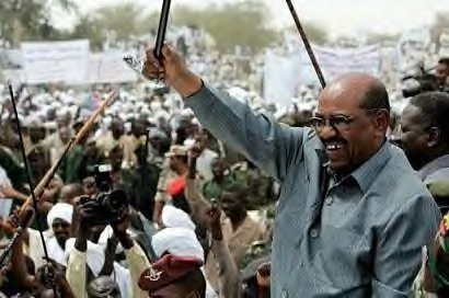 Sudan President Omar Hassan al-Bashir in south Darfur on March 18, 2009. The president called for the Darfur rebels to lay down their arms and talk peace with the government. by Pan-African News Wire File Photos