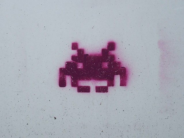 Space invaders stencil Uni of Westminster Oneaday photo 21 03 09