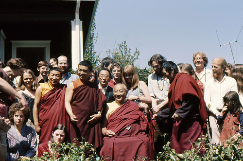 Dilgo Khyentse and Dagchen Sakya with students, group portrait, 1976, Seattle Washington USA by Wonderlane