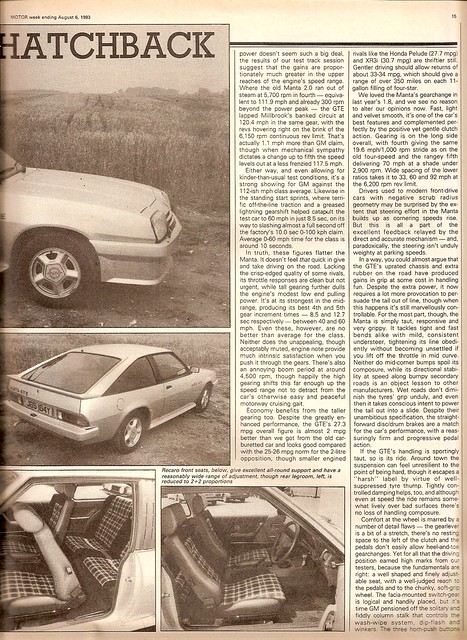 Opel Manta GTE Road Test 1983 2 