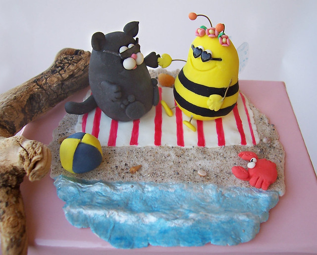 Funny handmade cute beach wedding cake topper