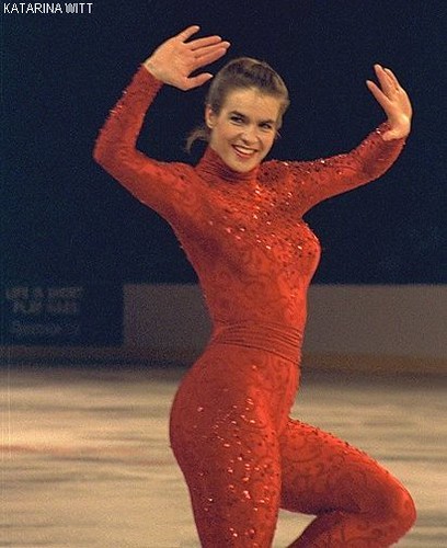 katarina witt I LOVED this skin tight red stretchy lycra spandex catsuit