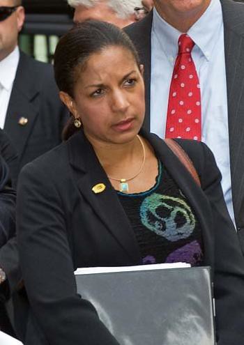Susan Rice, U.S. Ambassador to the UN. She is an Obama administration advisor on foreign affairs. Rice went before the UN and defended Israel against the Palestinians and then later condemned the North African state of Libya targeted for regime-change. by Pan-African News Wire File Photos